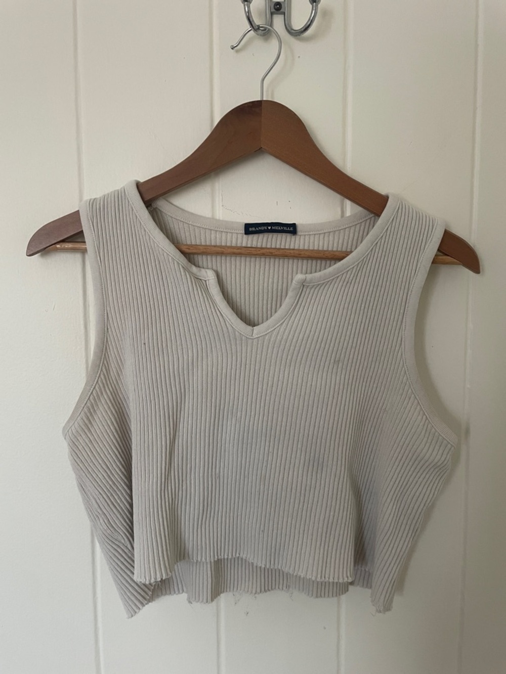 Brandy Melville Cream Ribbed Crop Top